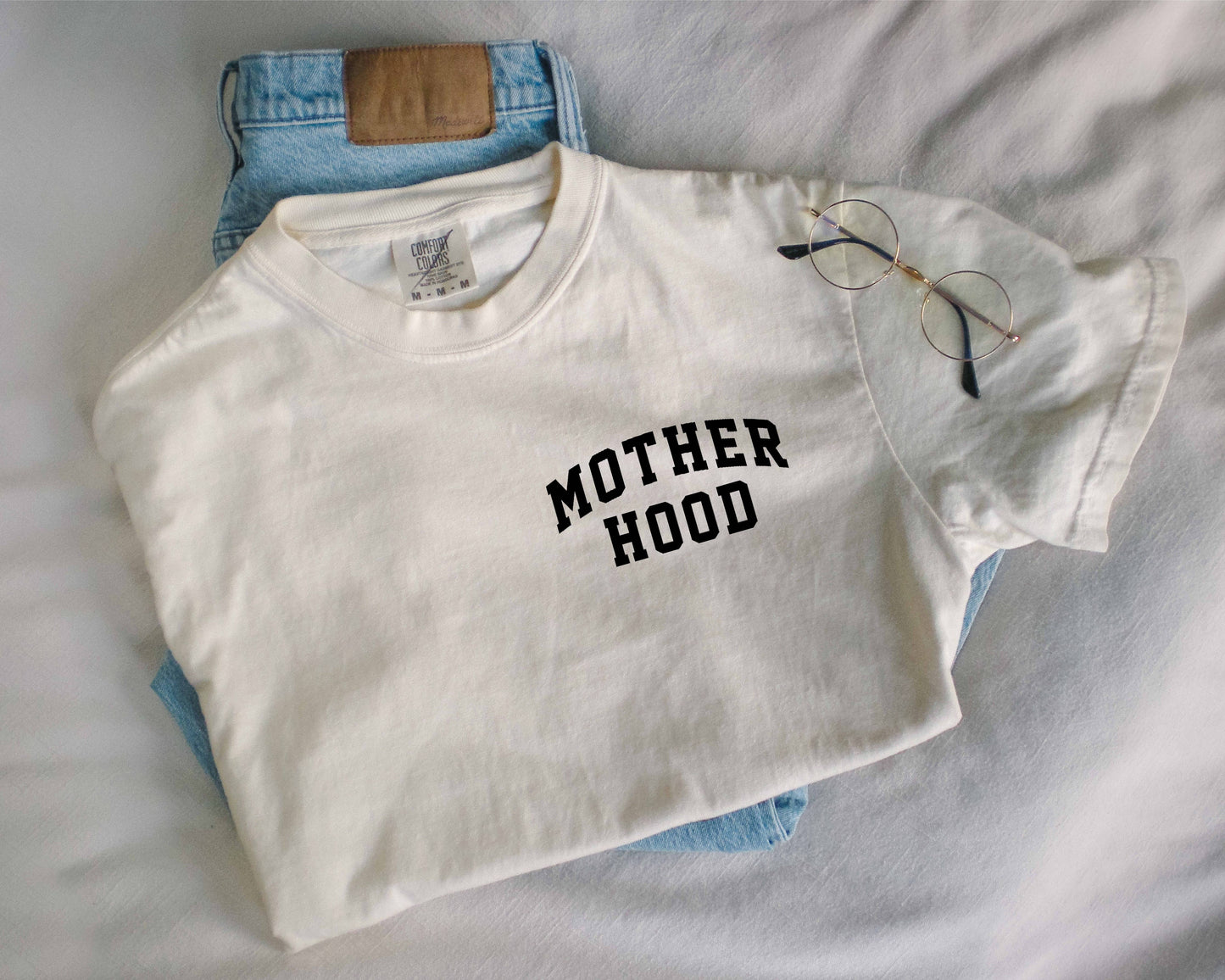 Motherhood Crewneck Tee Minimalist Mama Shirt, Mother's Day: Pepper / Medium