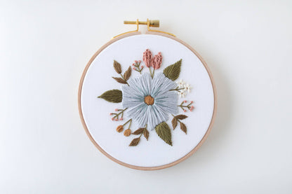 5" Beginner Floral Embroider Kit - Periwinkle Blooms
