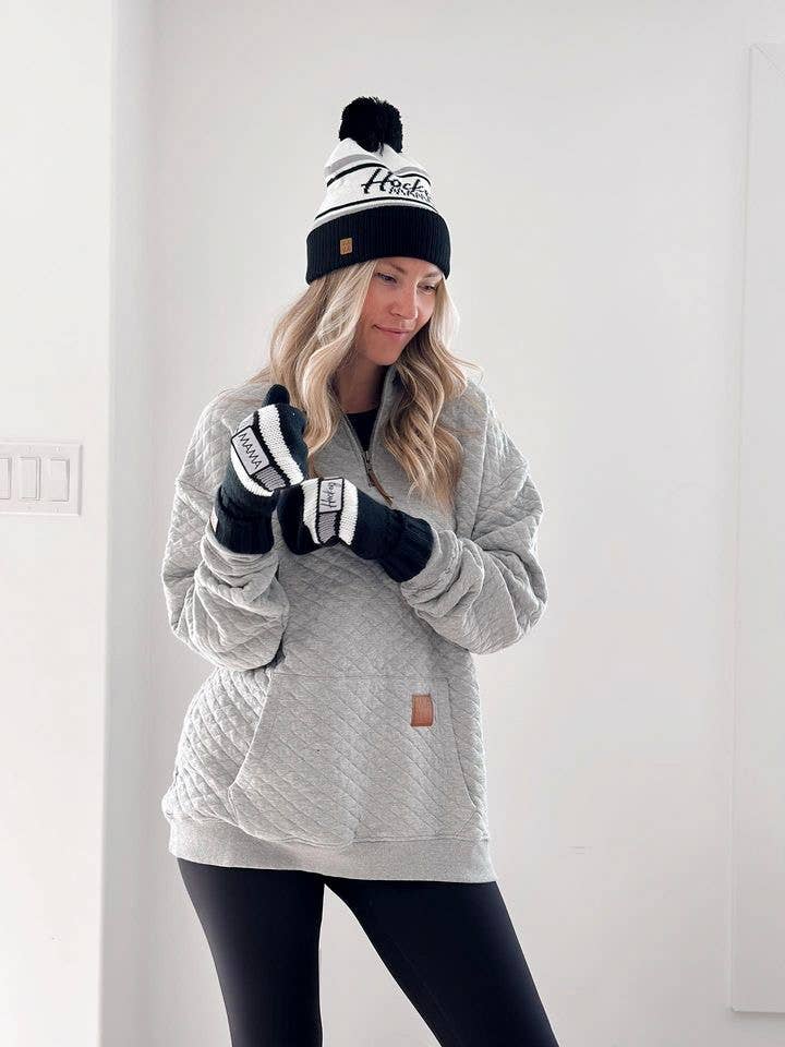 Hockey Mama | Mittens: Black
