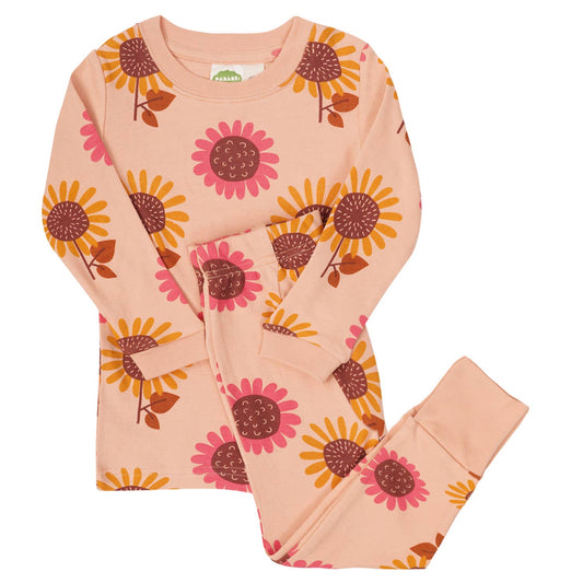 "My Jammies" Organic Kids Pajamas: Sunflowers / 5/6 Years