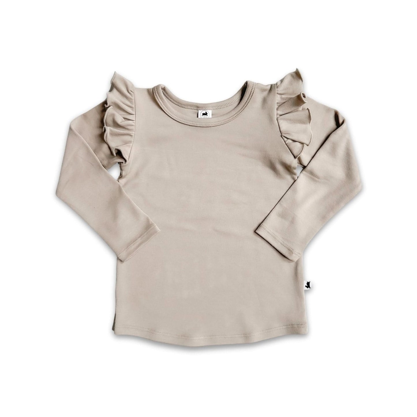 Baby Bamboo Ruffle Shoulder Long Sleeve Shirt | Beach Stone