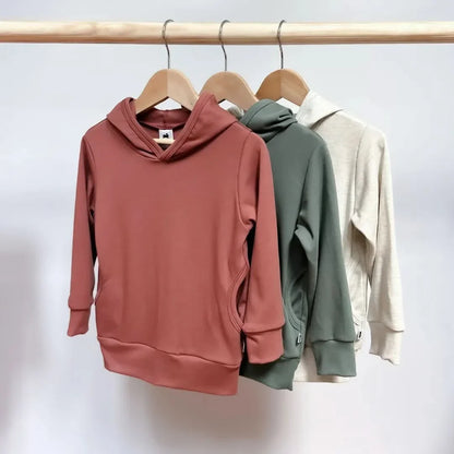 Kids' Lightweight Bamboo Hoodie With Side Seam Pockets | Burnt Brick