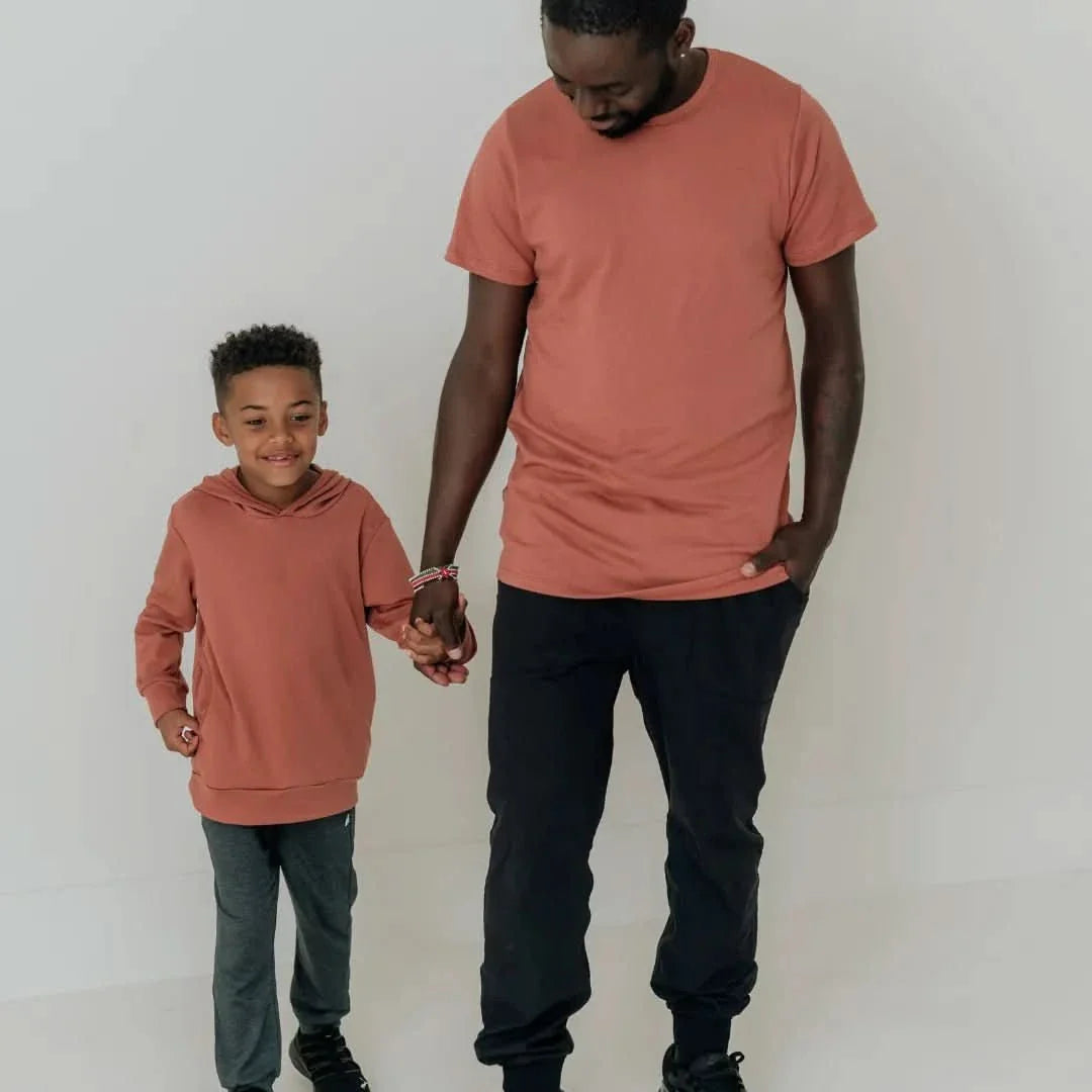 Kids' Lightweight Bamboo Hoodie With Side Seam Pockets | Burnt Brick