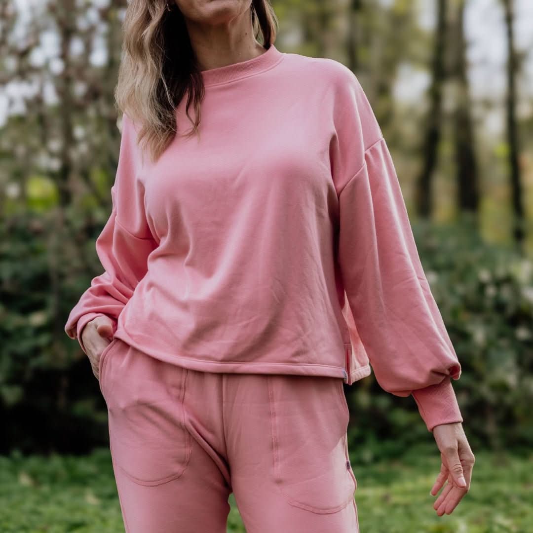 Ladies' Bamboo Fleece Cropped Pullover | Rose