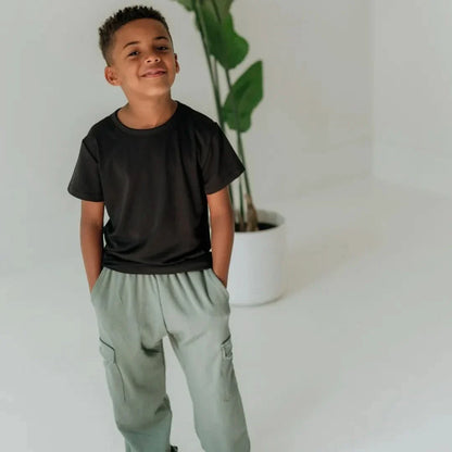 Youth Bamboo Cargo Pants | Smoked Pine