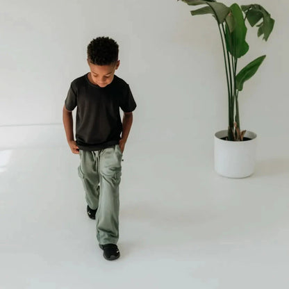 Youth Bamboo Cargo Pants | Smoked Pine
