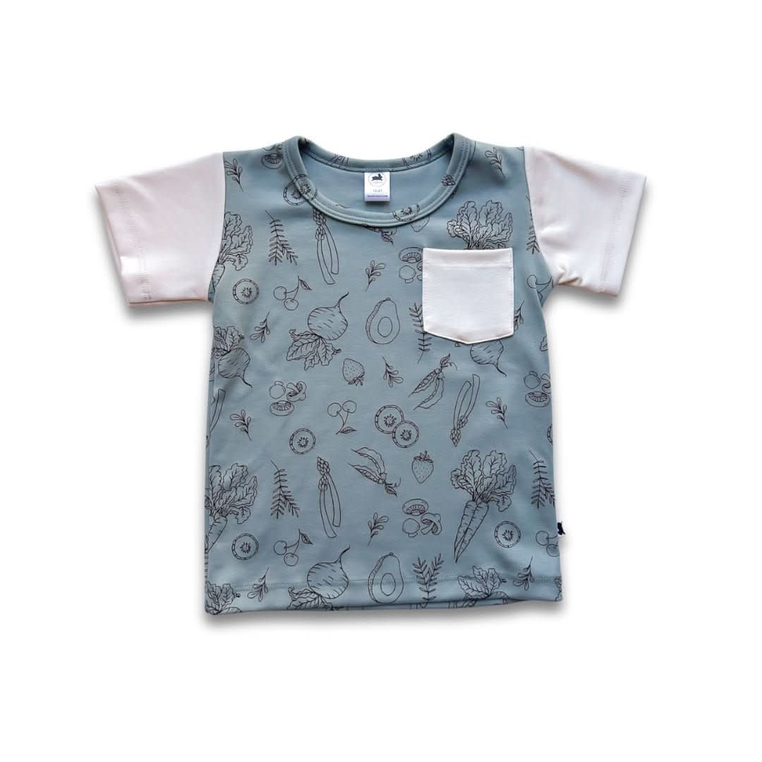 Youth Bamboo Pocket T-Shirt | Market Veggies Cream